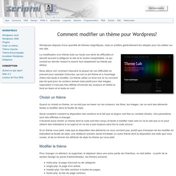 Comment modifier un thème pour Wordpress?