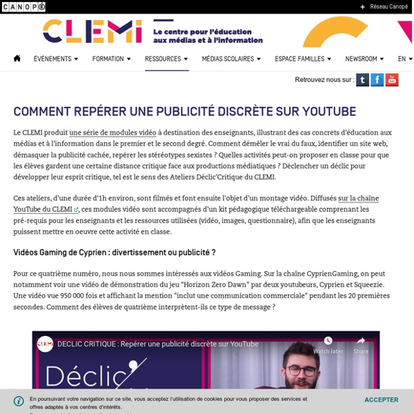 Comment repérer une publicité discrète sur YouTube - CLEMI
