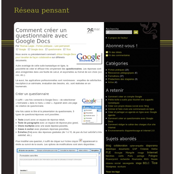 Comment créer un questionnaire avec Google Docs