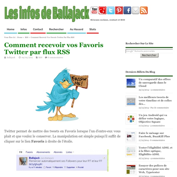 Comment recevoir vos Favoris Twitter par flux RSS