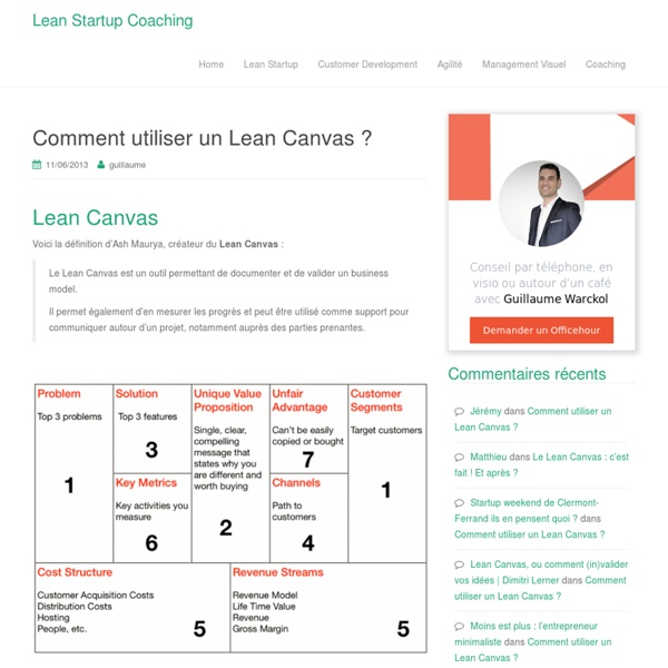 Comment utiliser un Lean Canvas ? - Lean Startup Coaching