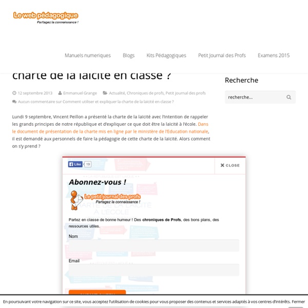 Comment utiliser et expliquer la charte de la laïcité en classe ?LeWebPédagogique