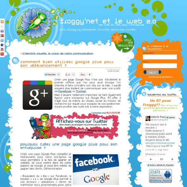 Comment bien utiliser Google Plus pour son référencement ?Froggy'Net et le Web 2