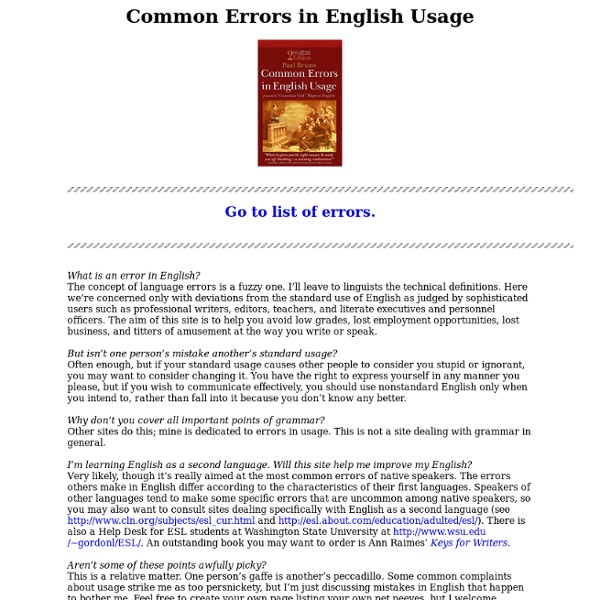 Common Errors in English Usage