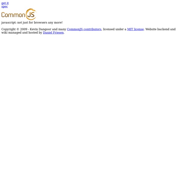 CommonJS: JavaScript Standard Library