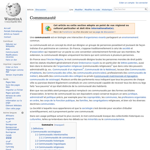 Définiton et distinction sur Wikipédia : Communauté virtuelle / d'intérêt / pairs