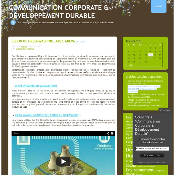 Greenwashing « Communication Corporate & Développement Durable