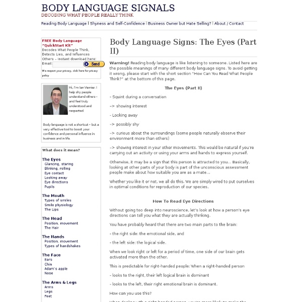 Body Language Signals: Eye Directions, Pupils