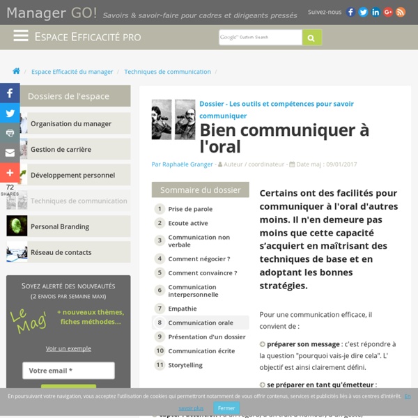 Communication orale, conseils, trucs, astuces : des liens pertinents sur Manager GO!