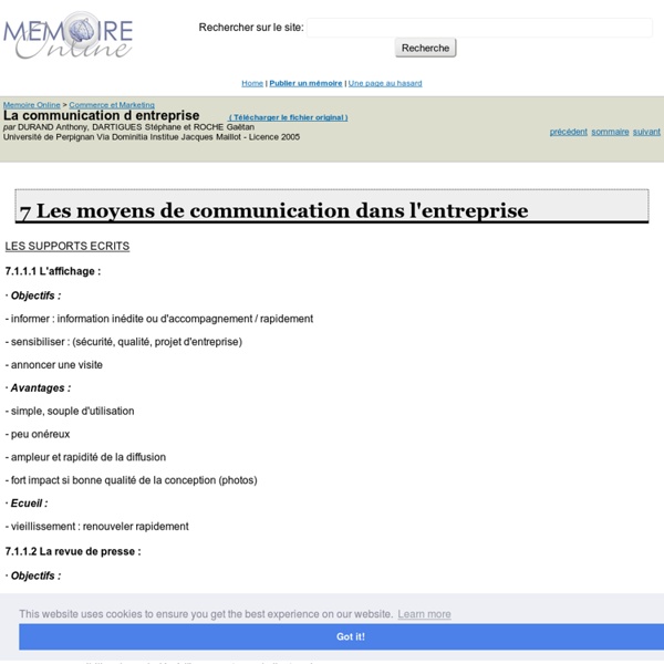 La communication d entreprise - DURAND Anthony, DARTIGUES StÃ©phane et ROCHE GaÃ«tan