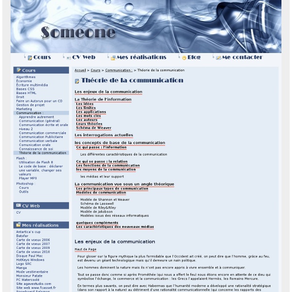 Communication : - Théorie de la communication - Florian Casset - cours gratuits - Blog - CV - réalisations personelles...