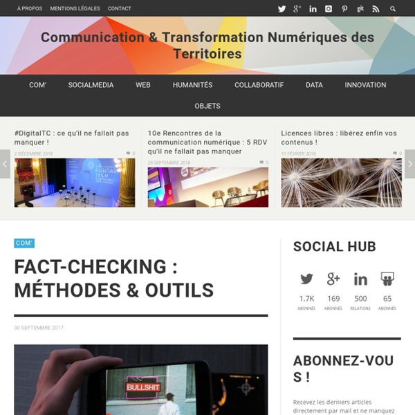 Fact-Checking : méthodes & outils - Communication & Transformation Numériques des Territoires