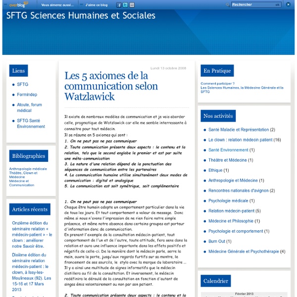 Les 5 axiomes de la communication selon Watzlawick - SFTG Sciences Humaines et Sociales