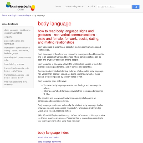 Body Language - guide to reading body language signals in management, training, courtship, flirting and other communications and relationships