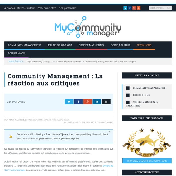 Community Management : La réaction aux critiques
