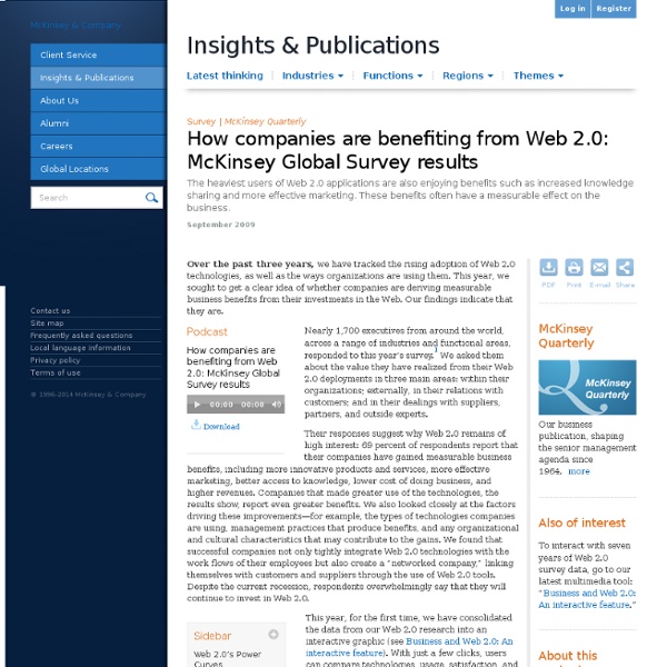 How companies are benefiting from Web 2.0 - McKinsey Quarterly - Business Technology - Strategy
