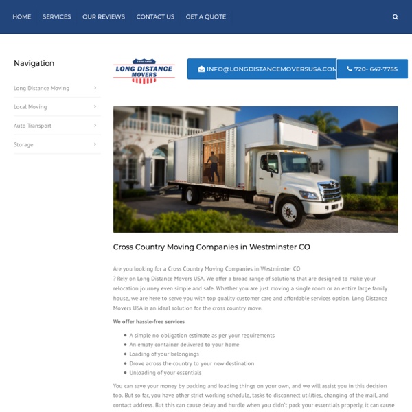 Cross Country Moving Companies in Westminster CO