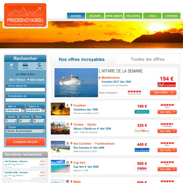 Prixdesvoyages.com est un comparateur de prix en voyage