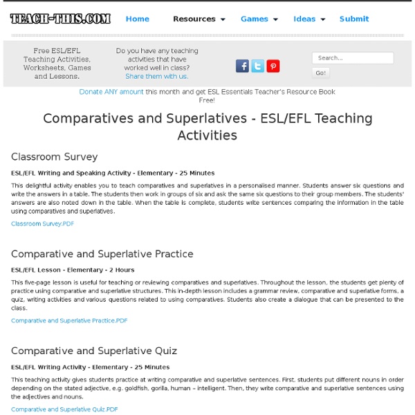 ESL EFL Teaching Activities - Comparatives Superlatives