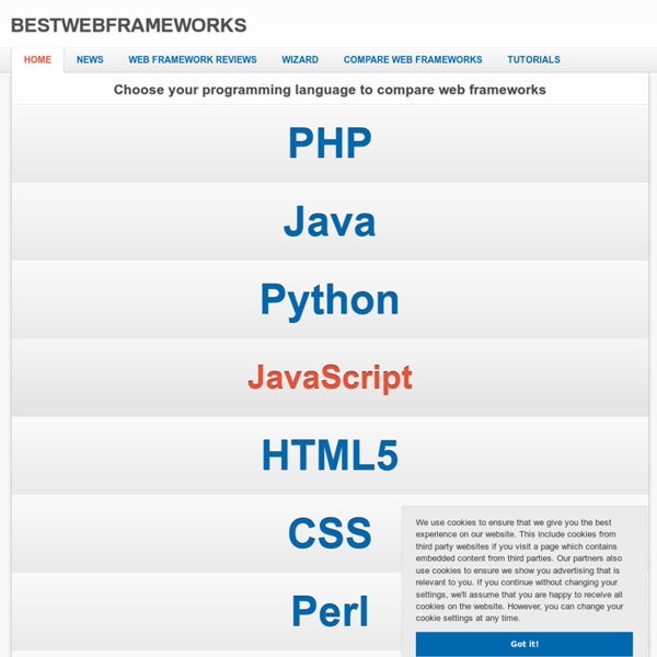 Bestwebframeworks » Find and compare PHP, Ruby, JS and CSS Frameworks