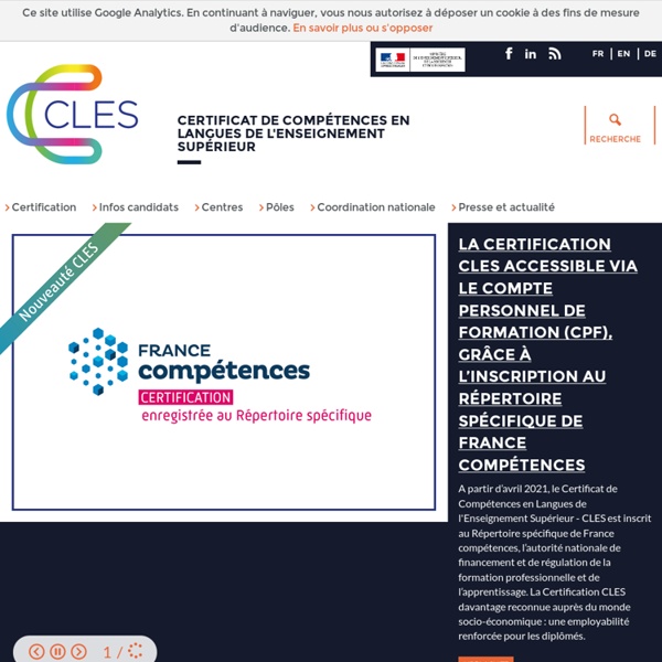 CLES - Certificat de Compétences en Langues de l’Enseignement Supérieur