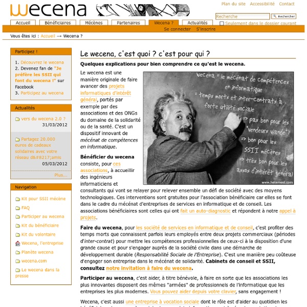 Le wecena, c'est quoi ? c'est pour qui ? — Le wecena, mécénat de compétences en informatique.
