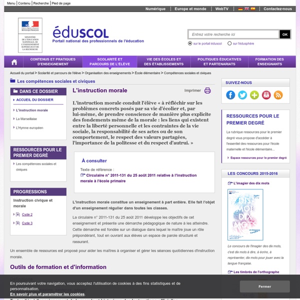 Compétences sociales et civiques - L'instruction morale