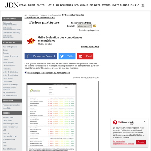 Grille évaluation des compétences managériales - Modèle gratuit de lettre