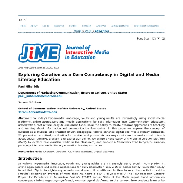 Exploring Curation as a core competency in digital and media literacy education