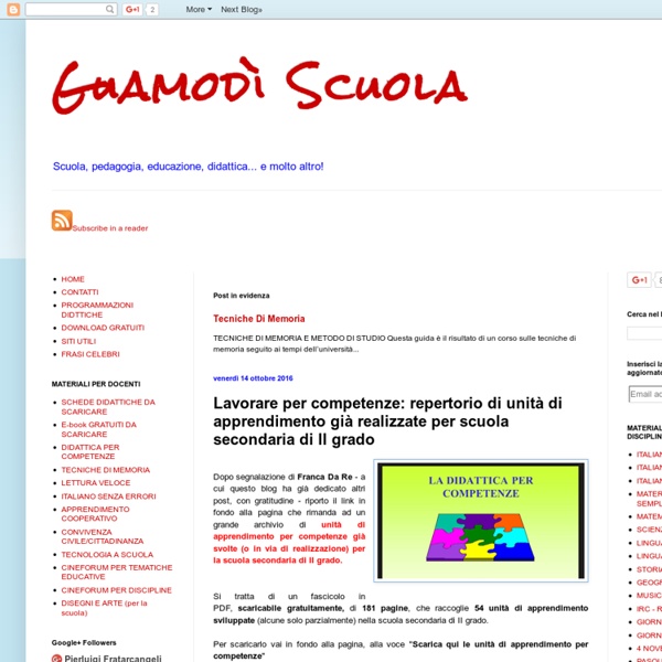 Lavorare per competenze: repertorio di unità di apprendimento già realizzate per scuola secondaria di II grado