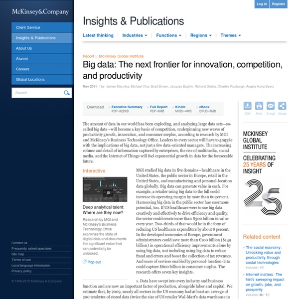 Company - Report - Big data: The next frontier for innovation, competition, and productivity - May 2011