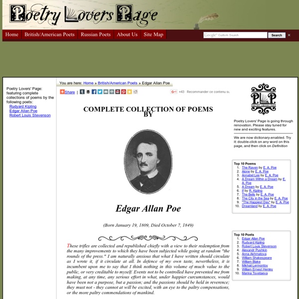 COMPLETE COLLECTION OF POEMS BY EDGAR ALLAN POE: The Raven, Alone, Annabel Lee, The Bells, Eldorado, Ulalume and more