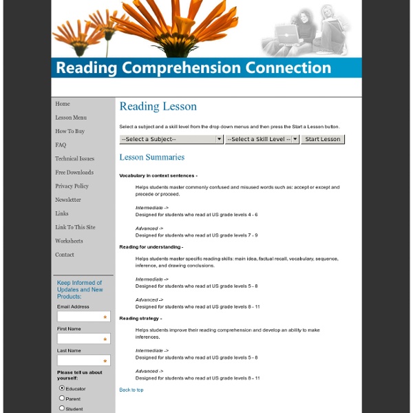 Reading Comprehension Connection: Start a Sample Lesson!