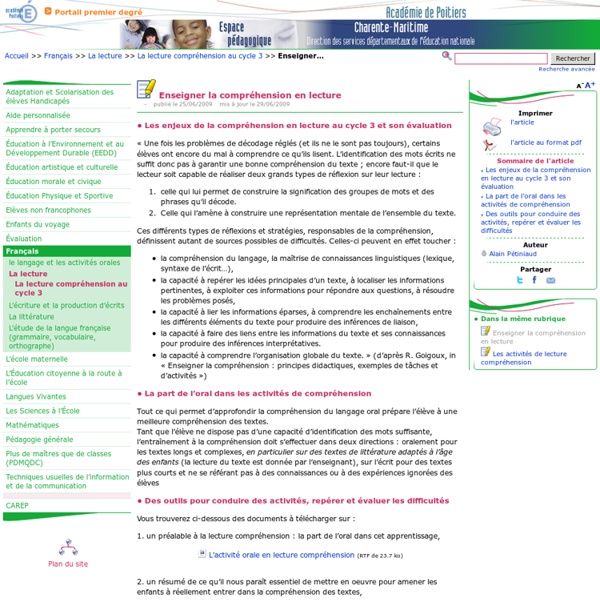 Enseigner la compréhension en lecture