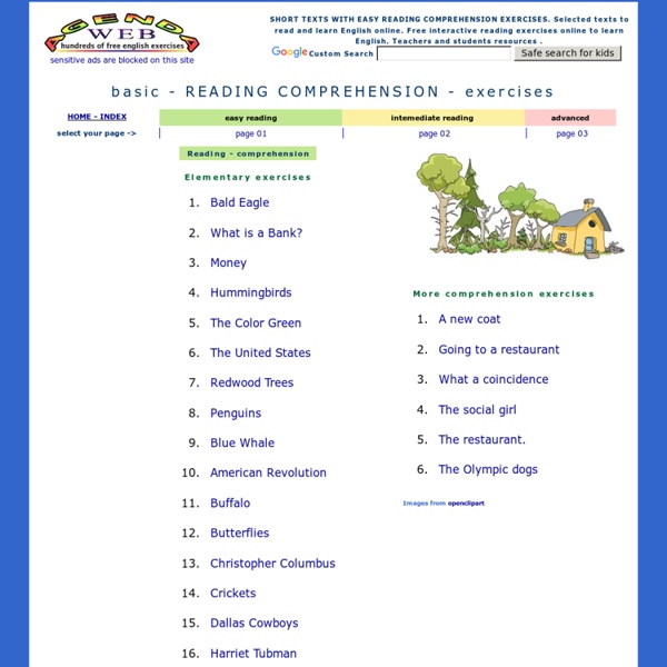 Basic reading comprehension exercises - easy texts - elementary level