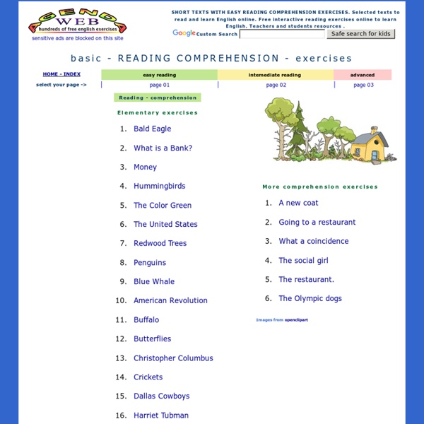 Basic reading comprehension exercises - easy texts - elementary level