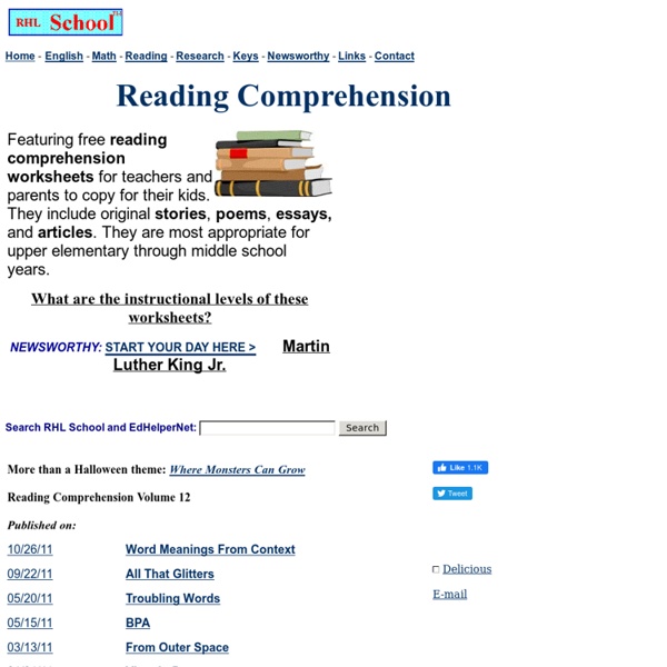 Reading Comprehension - Free Worksheets