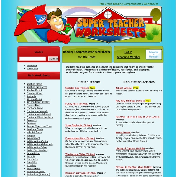Reading Comprehension Worksheets