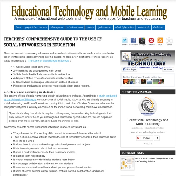 Teachers' Comprehensive Guide to The Use of Social Networking in Education