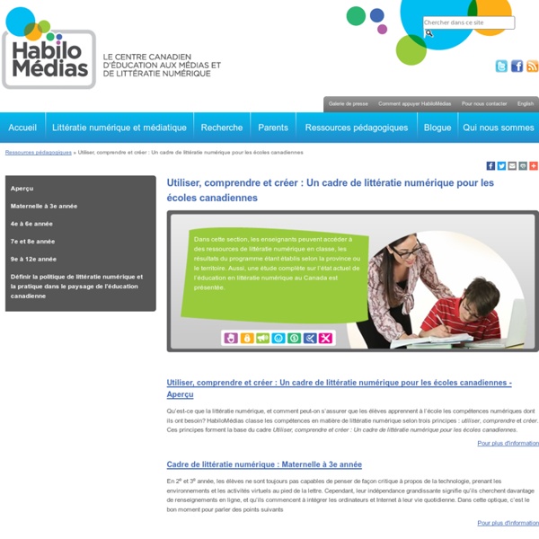 Utiliser, comprendre et créer : Un cadre de littératie numérique pour les écoles canadiennes