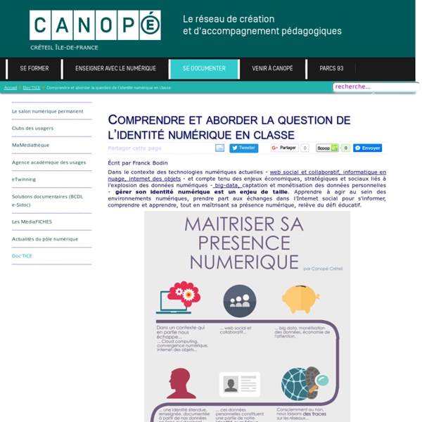 Canopé Créteil - Comprendre et aborder la question de l’identité numérique en classe