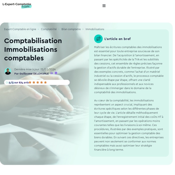 Saisir les écritures comptables liées aux Immobilisations