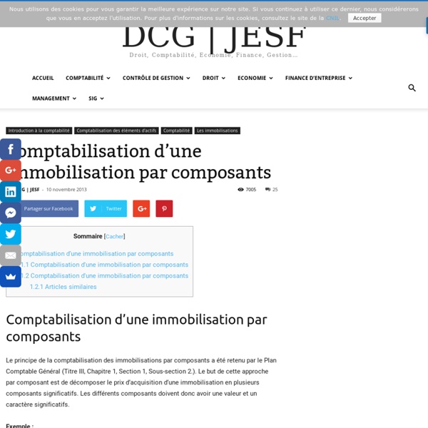 Comptabilisation d'une immobilisation par composants