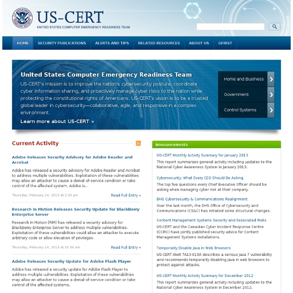 US-CERT: United States Computer Emergency Readiness Team