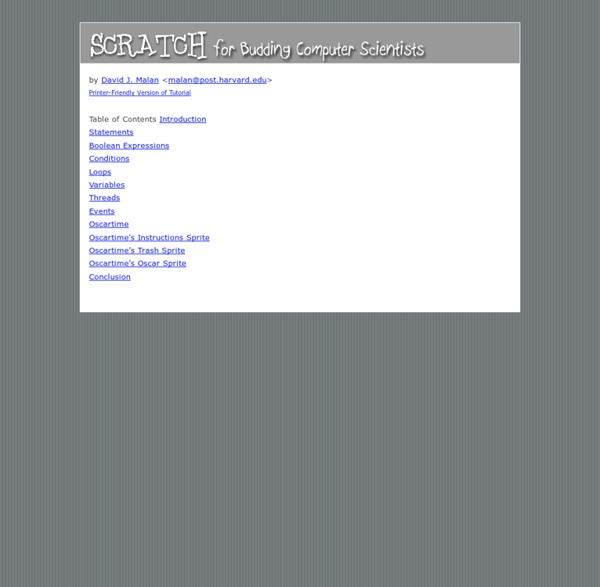 Scratch for Budding Computer Scientists: Table of Contents