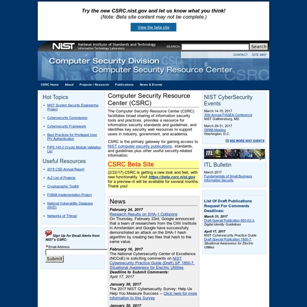 NIST Computer Security Division&#039;s CSRC Home page