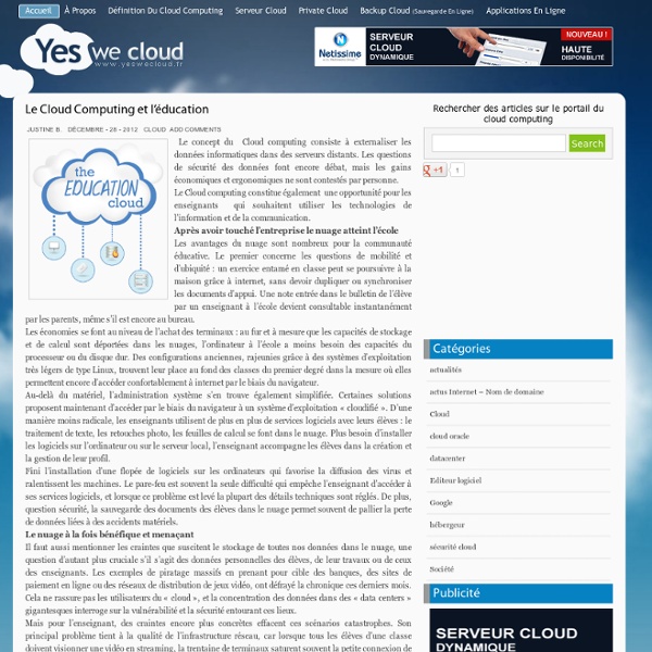 » Le Cloud Computing et l’éducation