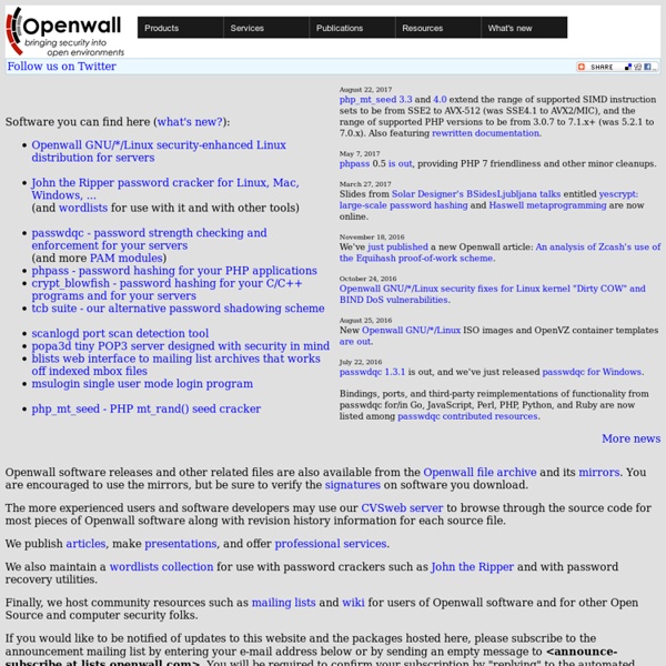 Openwall - bringing security into open computing environments