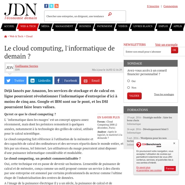 Le cloud computing, l'informatique de demain ? - Journal du Net Solutions