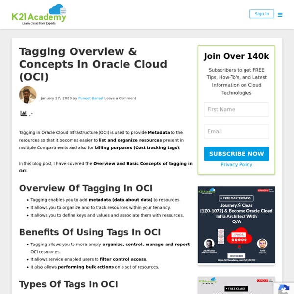 Concept of Tagging in Oracle Cloud Infrastructure (OCI)